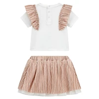 Baby Girl's 2-Piece Ruffled T-Shirt & Lurex Mesh Skirt Set