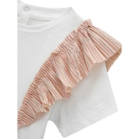 Ensemble 2 pièces t-shirt à volants et jupe en maille lurex pour bébé fille