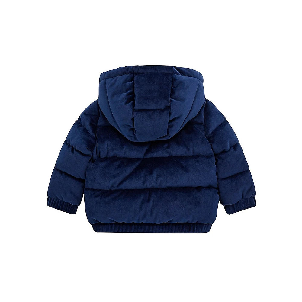 Baby Boy's Padded Velvet Hooded Jacket