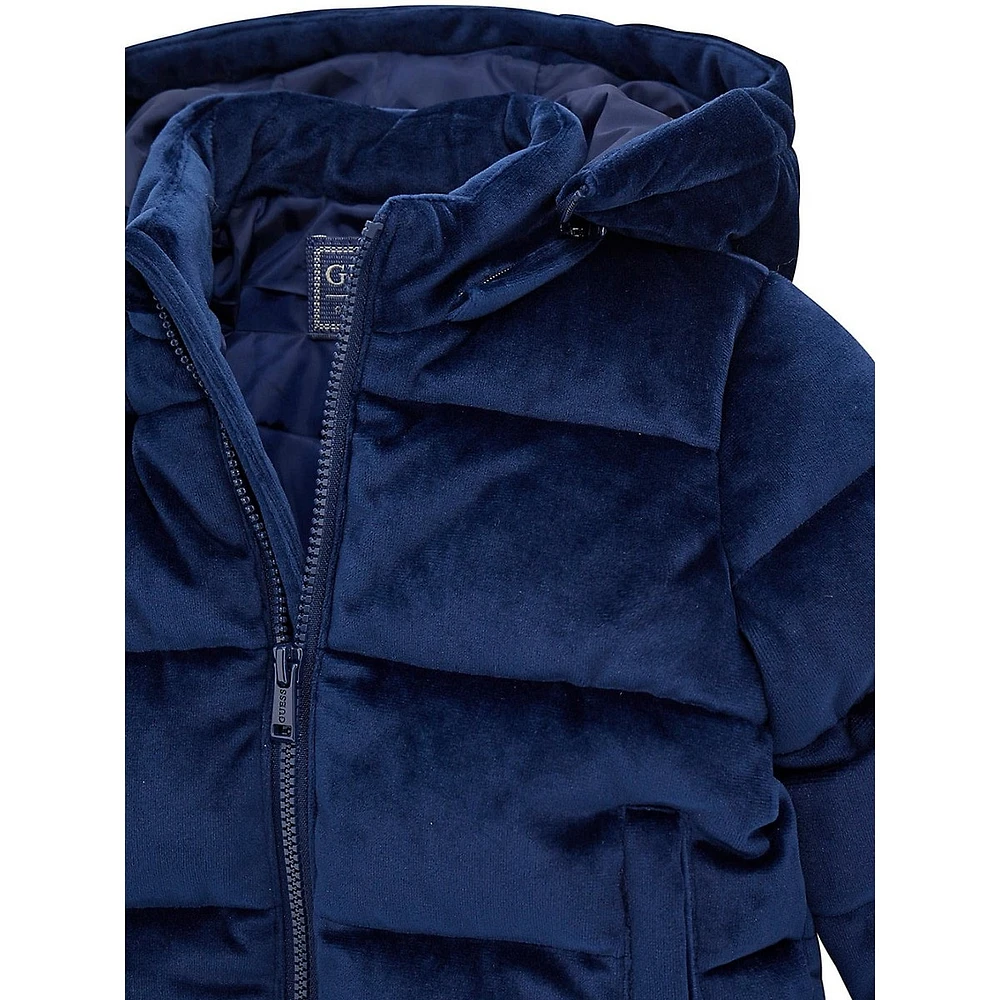 Baby Boy's Padded Velvet Hooded Jacket