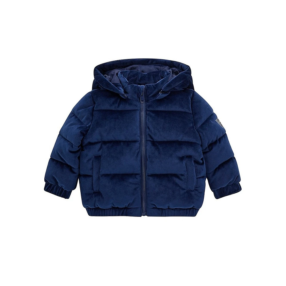 Baby Boy's Padded Velvet Hooded Jacket