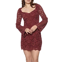 Josephine Sweetheart Long-Sleeve Lace Mini Dress