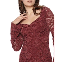 Josephine Sweetheart Long-Sleeve Lace Mini Dress