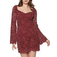 Josephine Sweetheart Long-Sleeve Lace Mini Dress