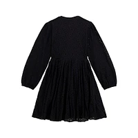 Little Girl's Long-Sleeve Lace Pleated Dress