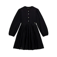 Little Girl's Long-Sleeve Lace Pleated Dress