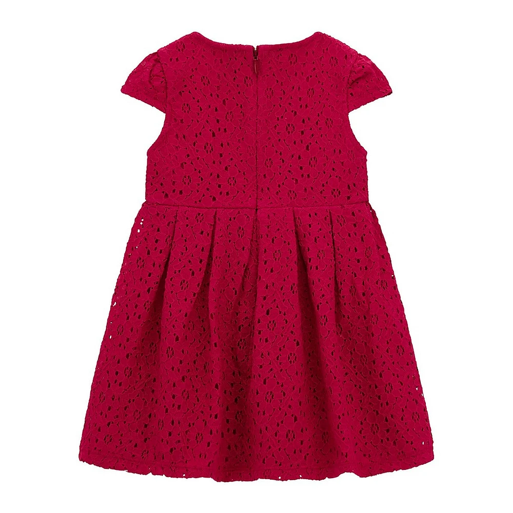 Little Girl's Cap-Sleeve Lace Dress