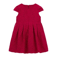 Little Girl's Cap-Sleeve Lace Dress