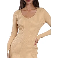 Isabella Directional-Knit Mini Sweater Dress