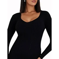 Isabella Directional-Knit Mini Sweater Dress