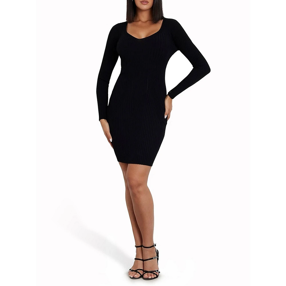 Isabella Directional-Knit Mini Sweater Dress