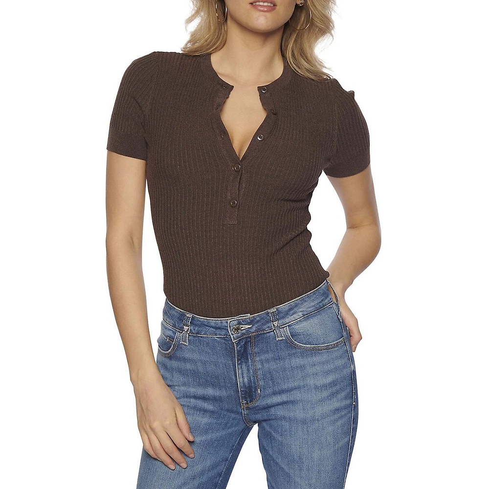 Short-Sleeve Anders Rib Henley Bodysuit