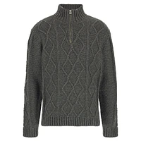 Diamond Cable Mockneck Half-Zip Sweater