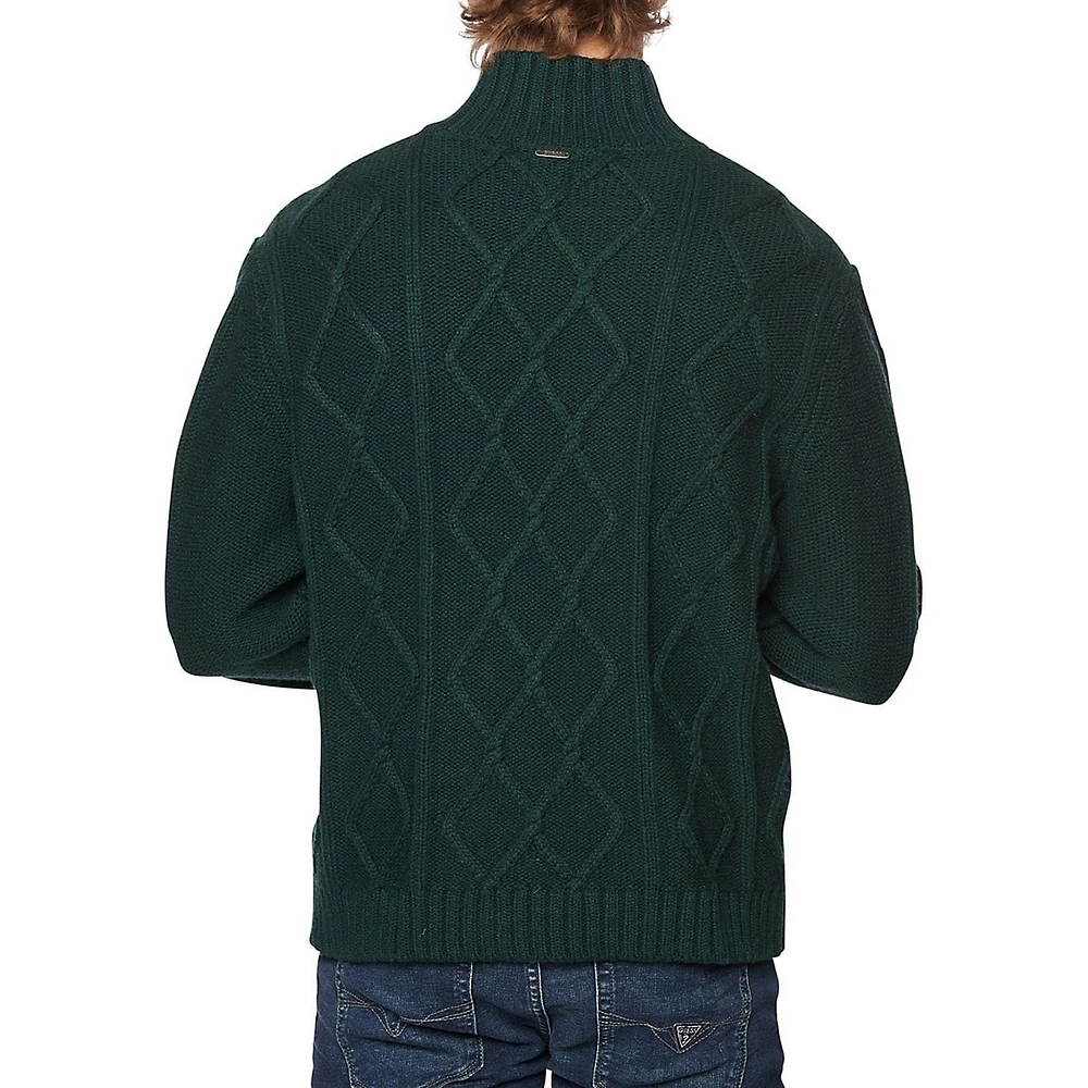 Quarter-Zip Diamond Cable-Knit Sweater