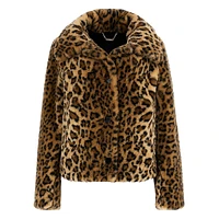 Cecile Printed Leopard Faux Fur Car Coat