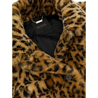 Cecile Printed Leopard Faux Fur Car Coat