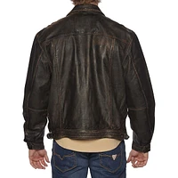 Distressed Leather Zip Jacket