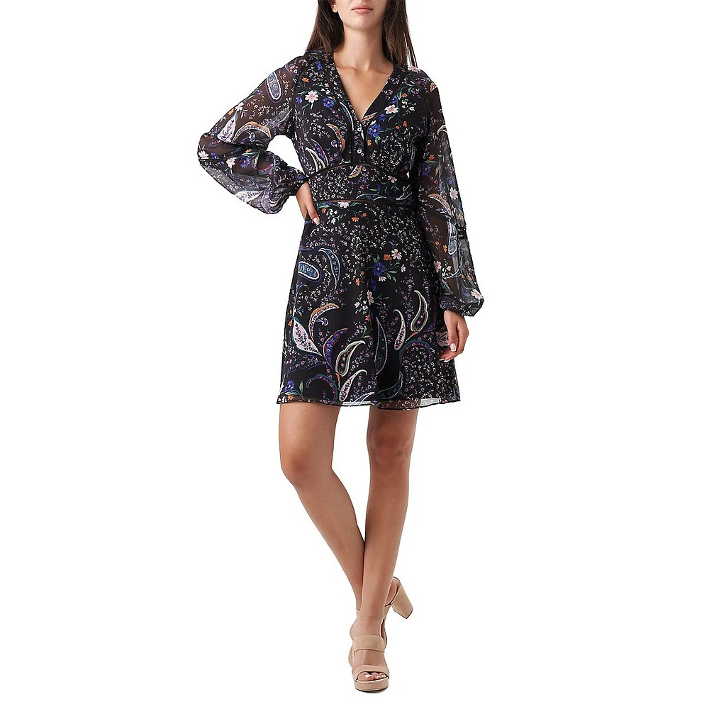 Yvette V-Neck Long-Sleeve Boho Dress