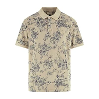 Allover Print Overdye Polo Shirt