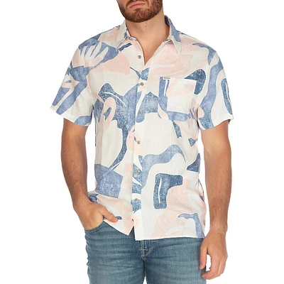 Collin Linen-Blend Inside Printed Shirt