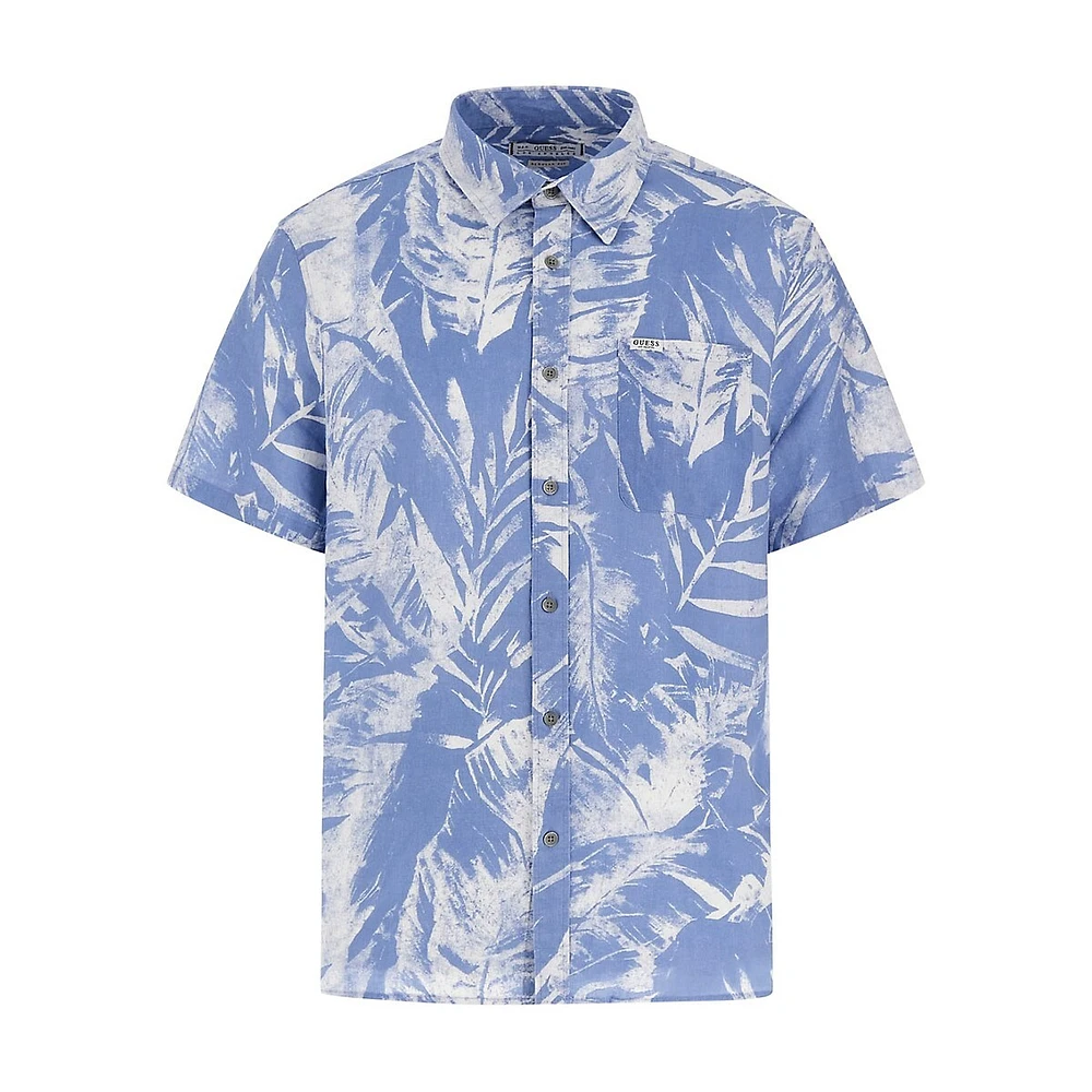 Collin Linen-Blend Inside Printed Shirt