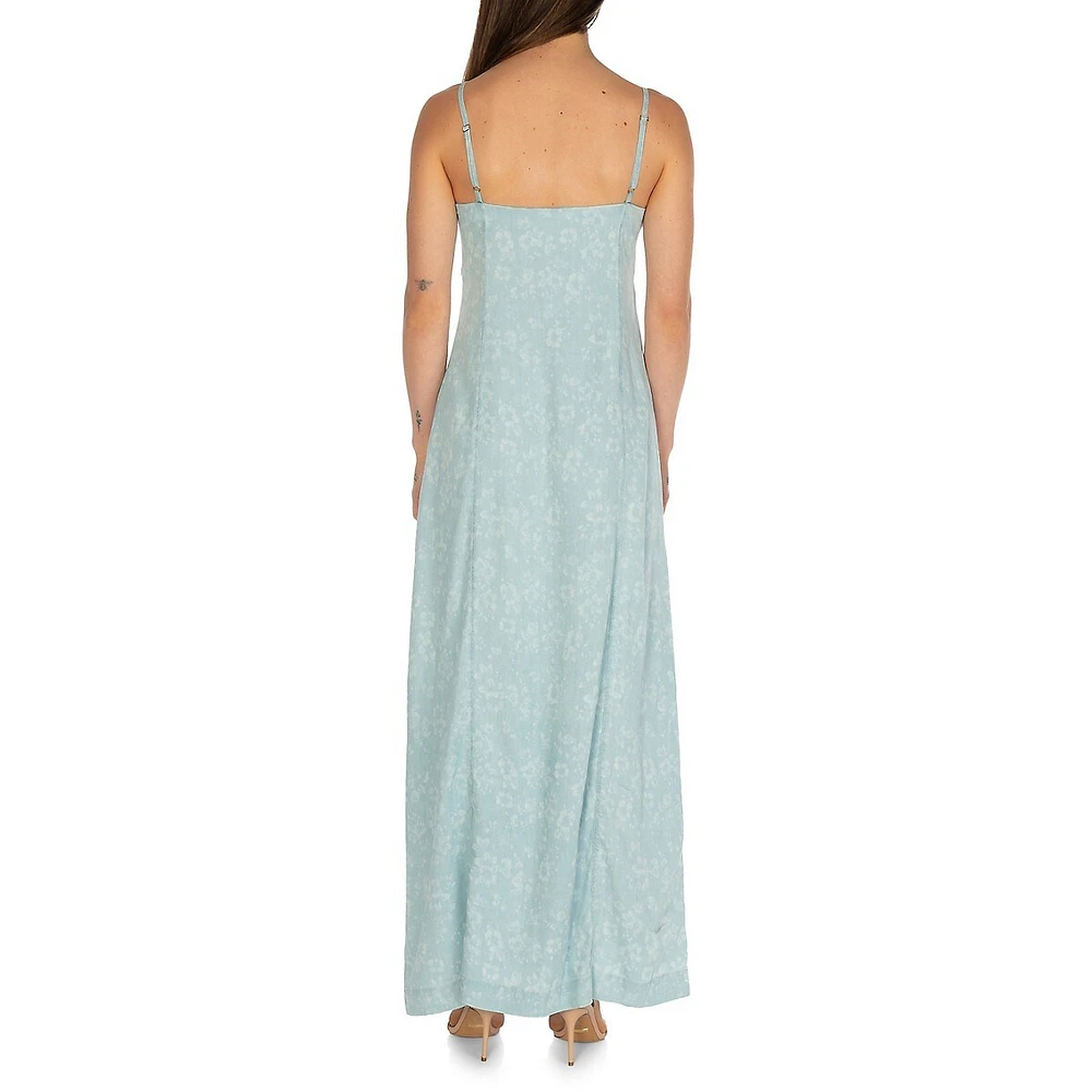 Cruz Floral Denim Maxi Dress