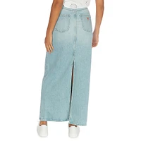 Wenona Back-Slit Denim Maxi Skirt