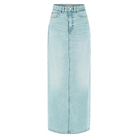 Wenona Back-Slit Denim Maxi Skirt