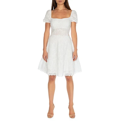 Clio Italian Eyelet Fit-&-Flare Dress