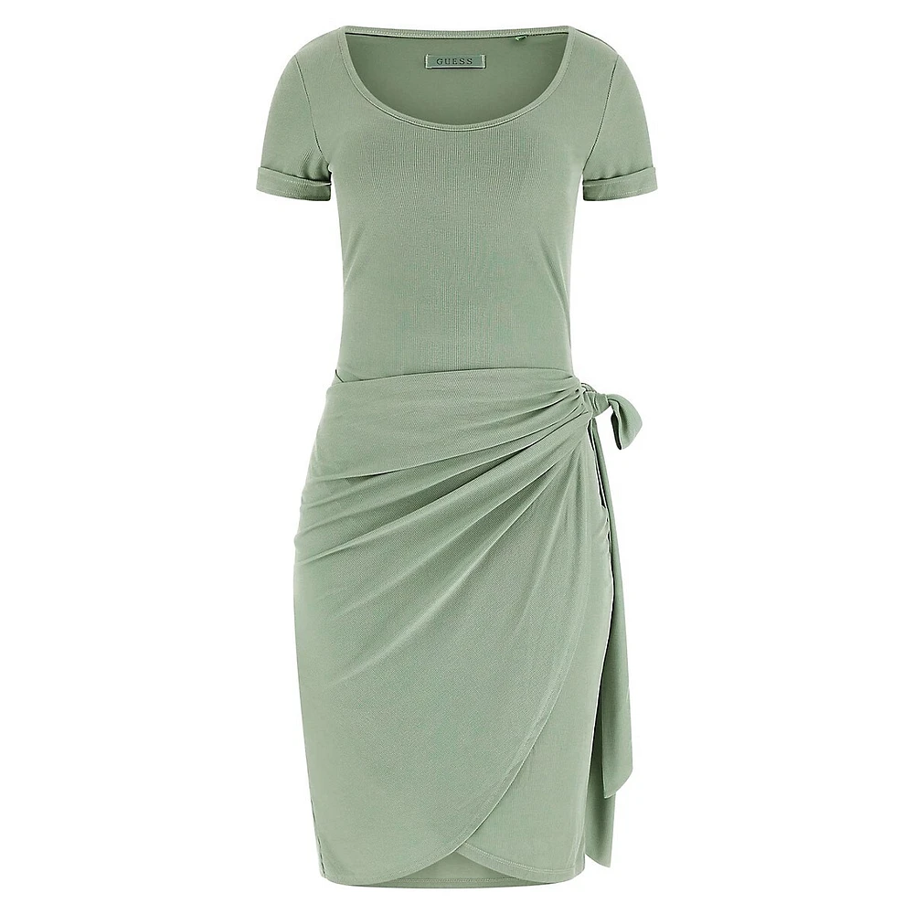 Elisea Ribbed Sarong-Style Dress