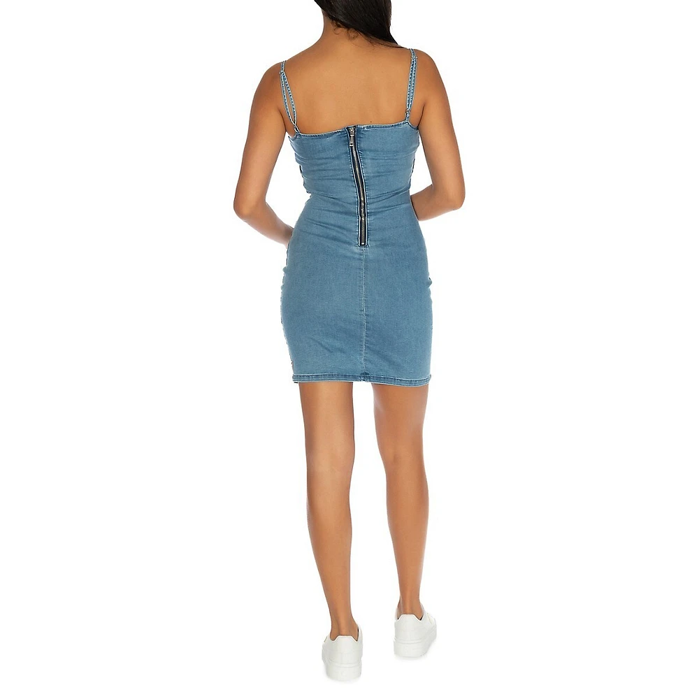 Robe nuisette mini en jean Ron
