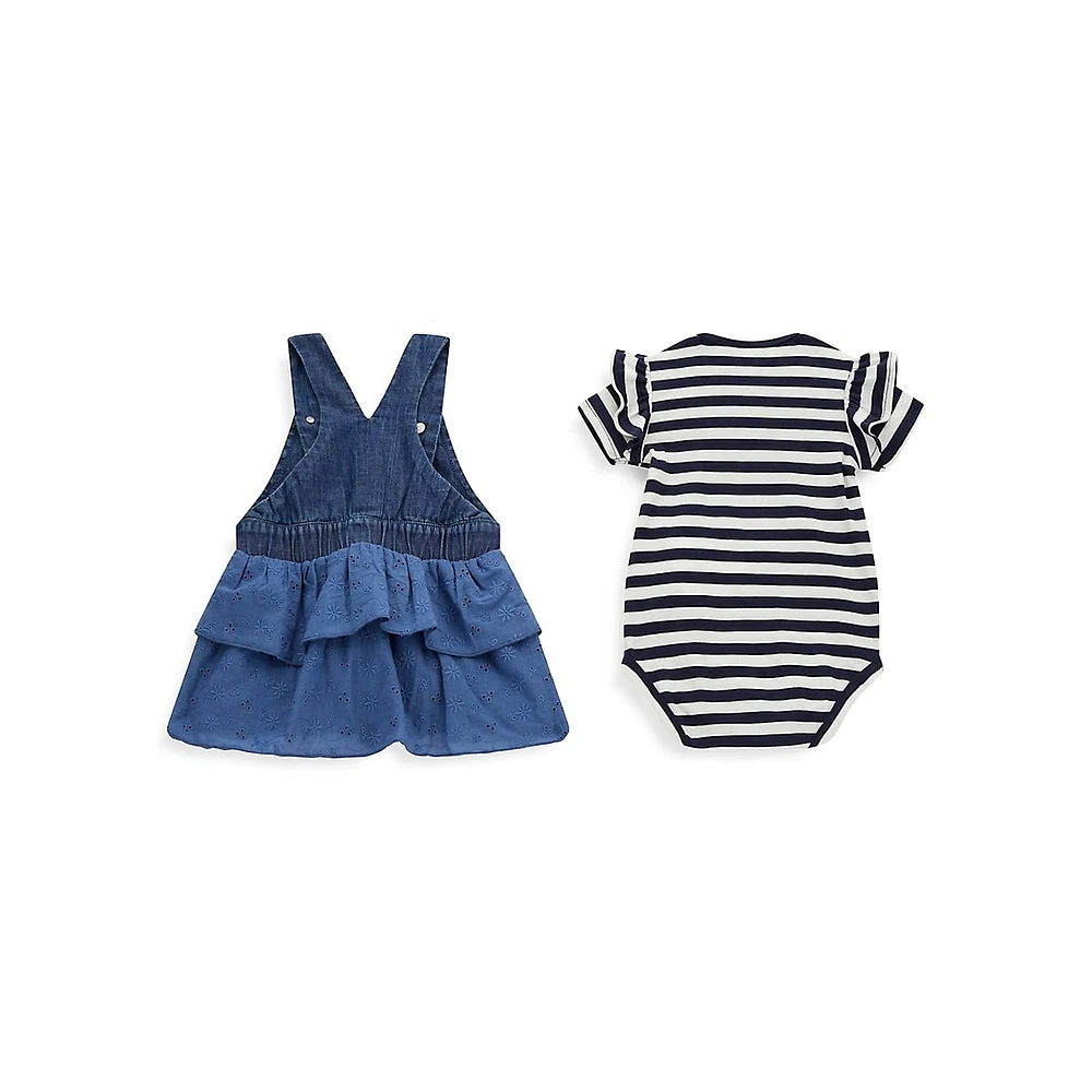 Baby Girl's 2-Piece Bodysuit & Denim Skirtall Set