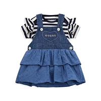 Baby Girl's 2-Piece Bodysuit & Denim Skirtall Set