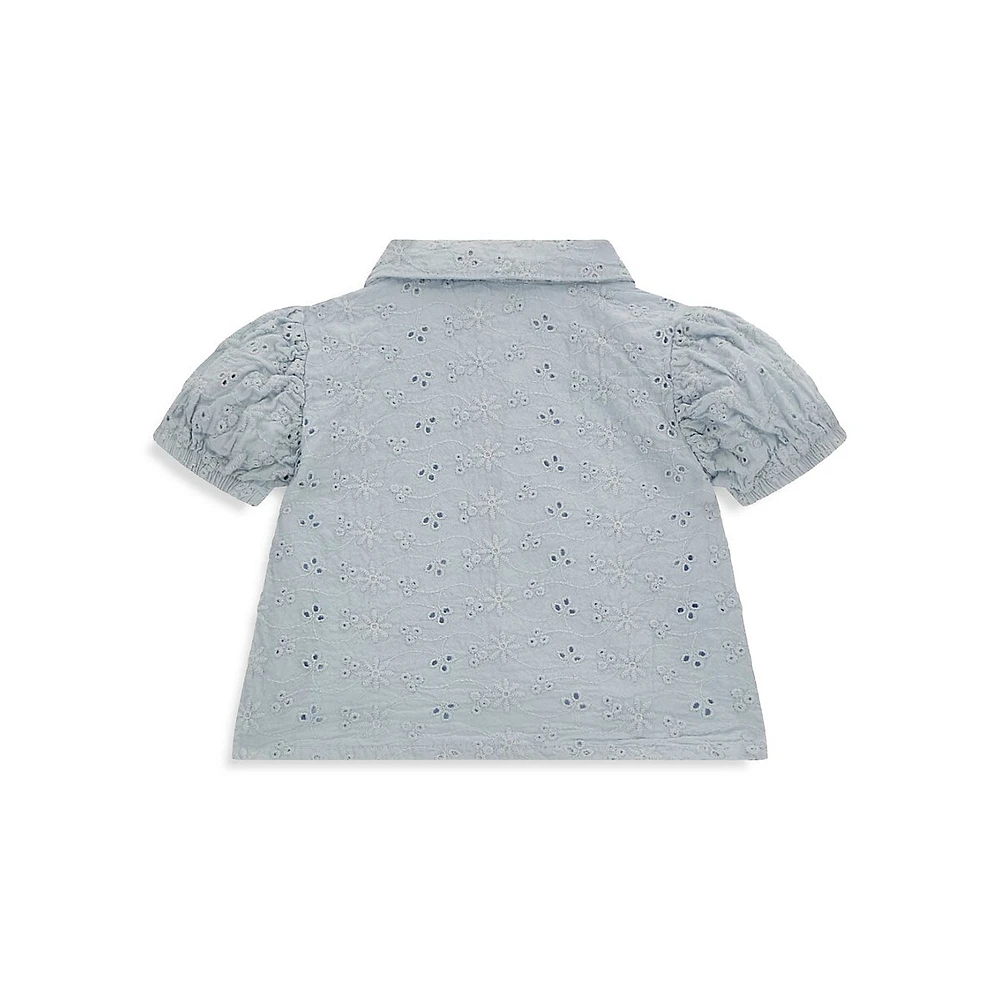 Little Girl's Sangallo Lace Short-Sleeve Shirt