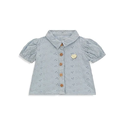 Little Girl's Sangallo Lace Short-Sleeve Shirt