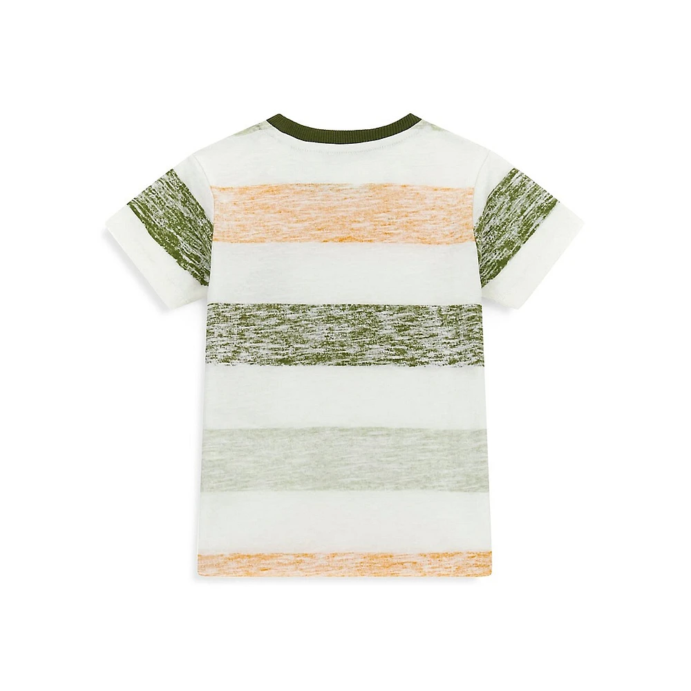 Little Boy's Logo-Patch Striped T-Shirt