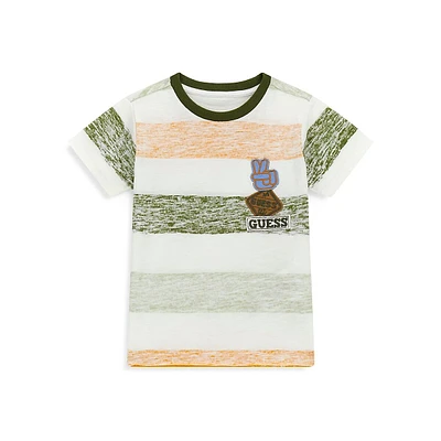 Little Boy's Logo-Patch Striped T-Shirt
