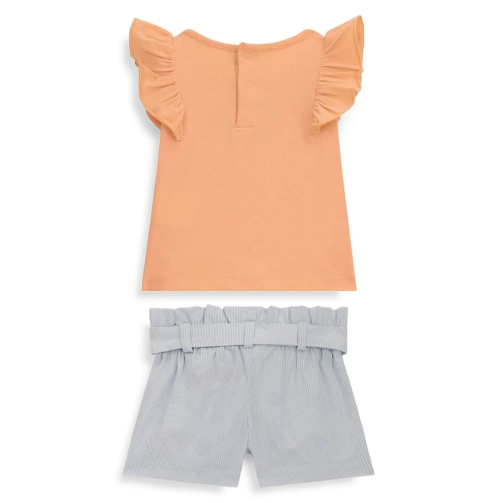 Baby Girl's 2-Piece Ruffled T-Shirt & Shorts Set