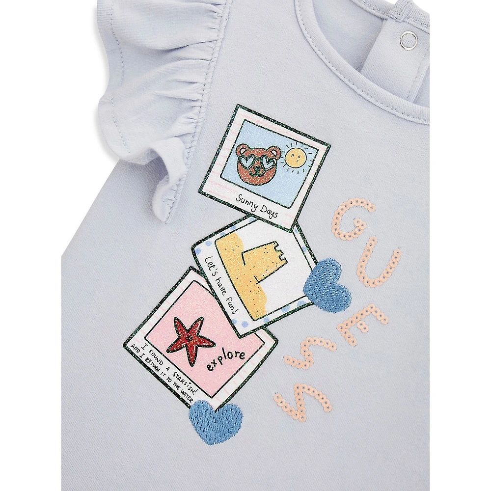 Baby Girl's 2-Piece T-Shirt & Denim Skirt Set
