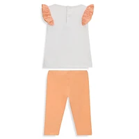 Little Girl's 2-Piece Ruffled T-Shirt & Leggings Set