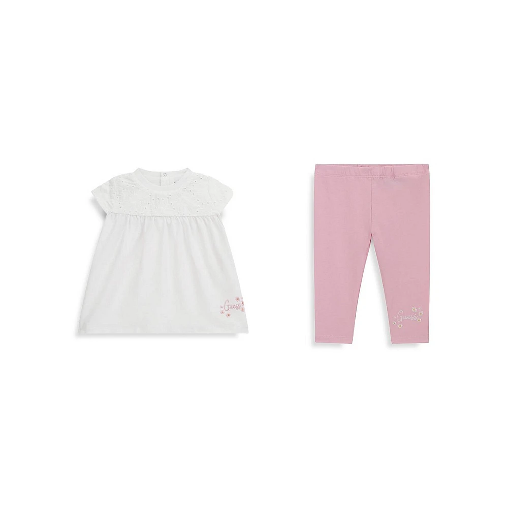 Baby Girl's 2-Piece Eyelet Top &Leggings Set