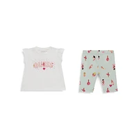 Baby Girl's Guess Eco 2-Piece T-Shirt & Printed Leggings Set