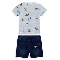 Baby Boy's Crewneck T-Shirt & Knit Denim Pants Set