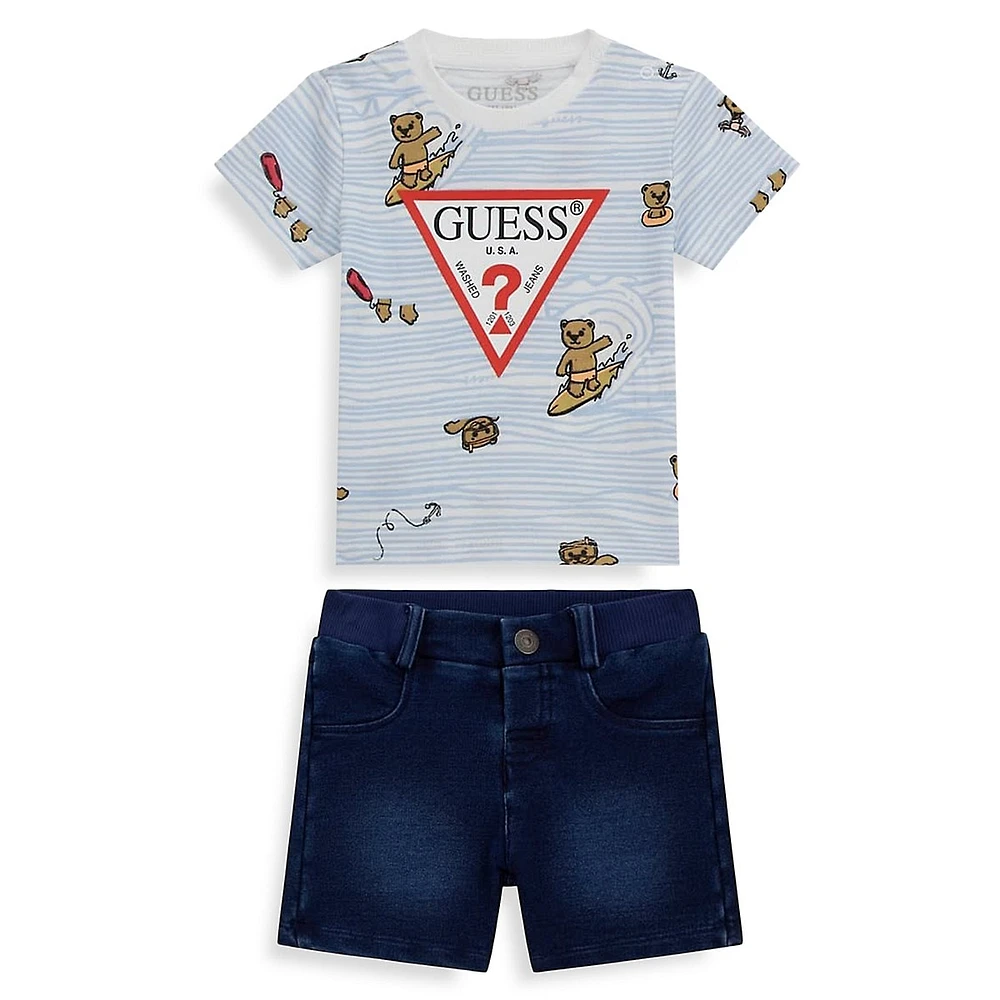 Baby Boy's Crewneck T-Shirt & Knit Denim Pants Set