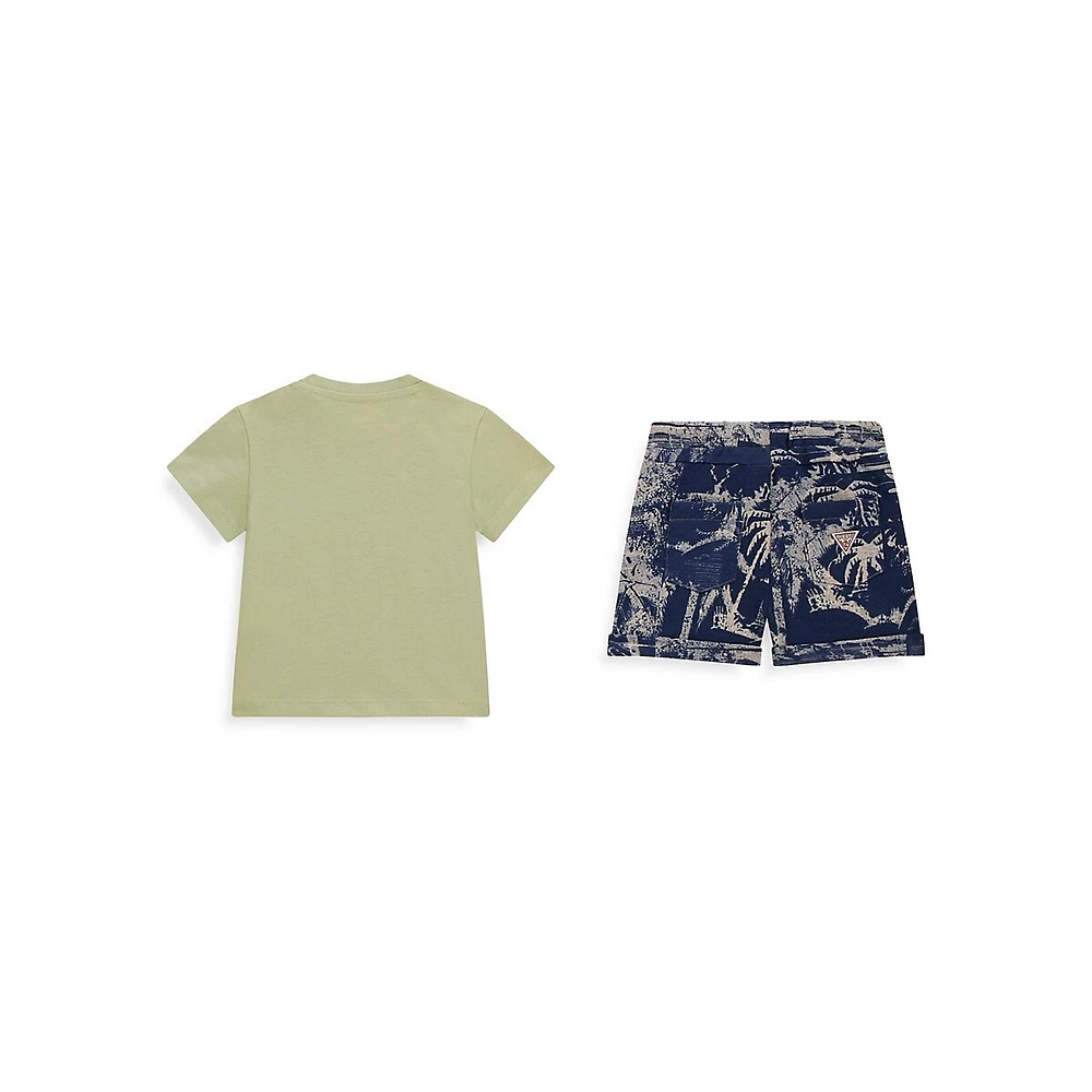 Baby Boy's Guess Eco 2-Piece Palm-Print T-Shirt & Shorts Set
