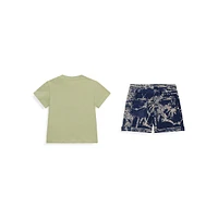 Baby Boy's Guess Eco 2-Piece Palm-Print T-Shirt & Shorts Set