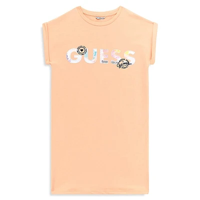 Girl's Guess Eco Patchwork Logo Terry Dress