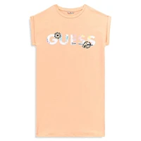 Girl's Guess Eco Patchwork Logo Terry Dress