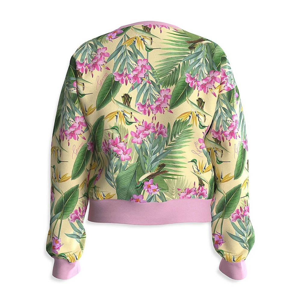 Girl's Botanical-Print Logo Sweatshirt