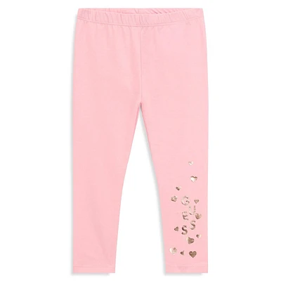 Little Girl's Foil-Detail Logo Leggings